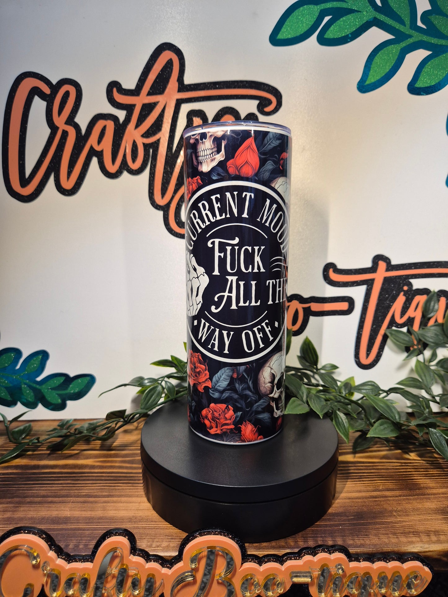 Current Mood Skull Tumbler. With Matching Straw and Straw Topper.