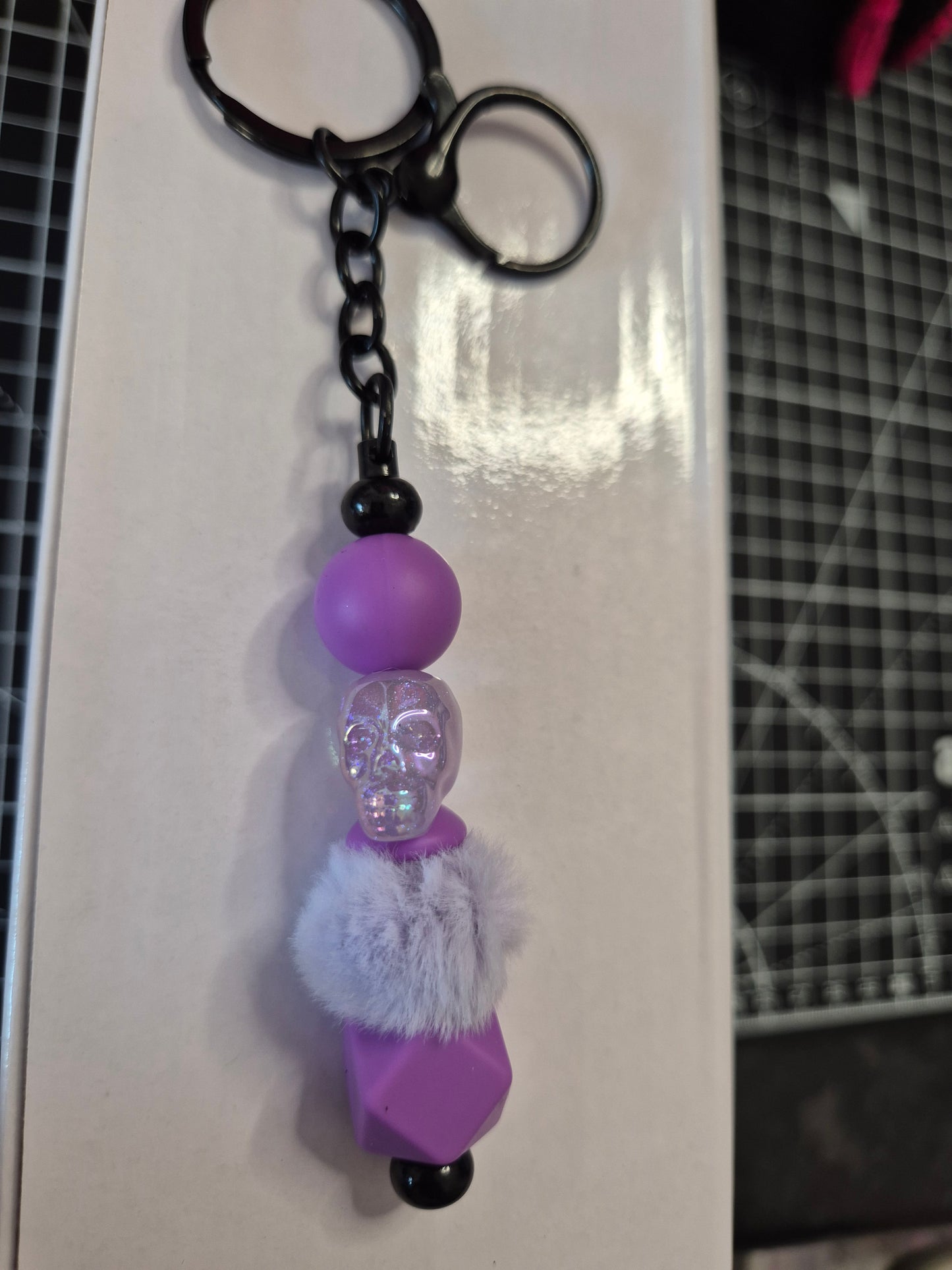 Purple Skull Keyring