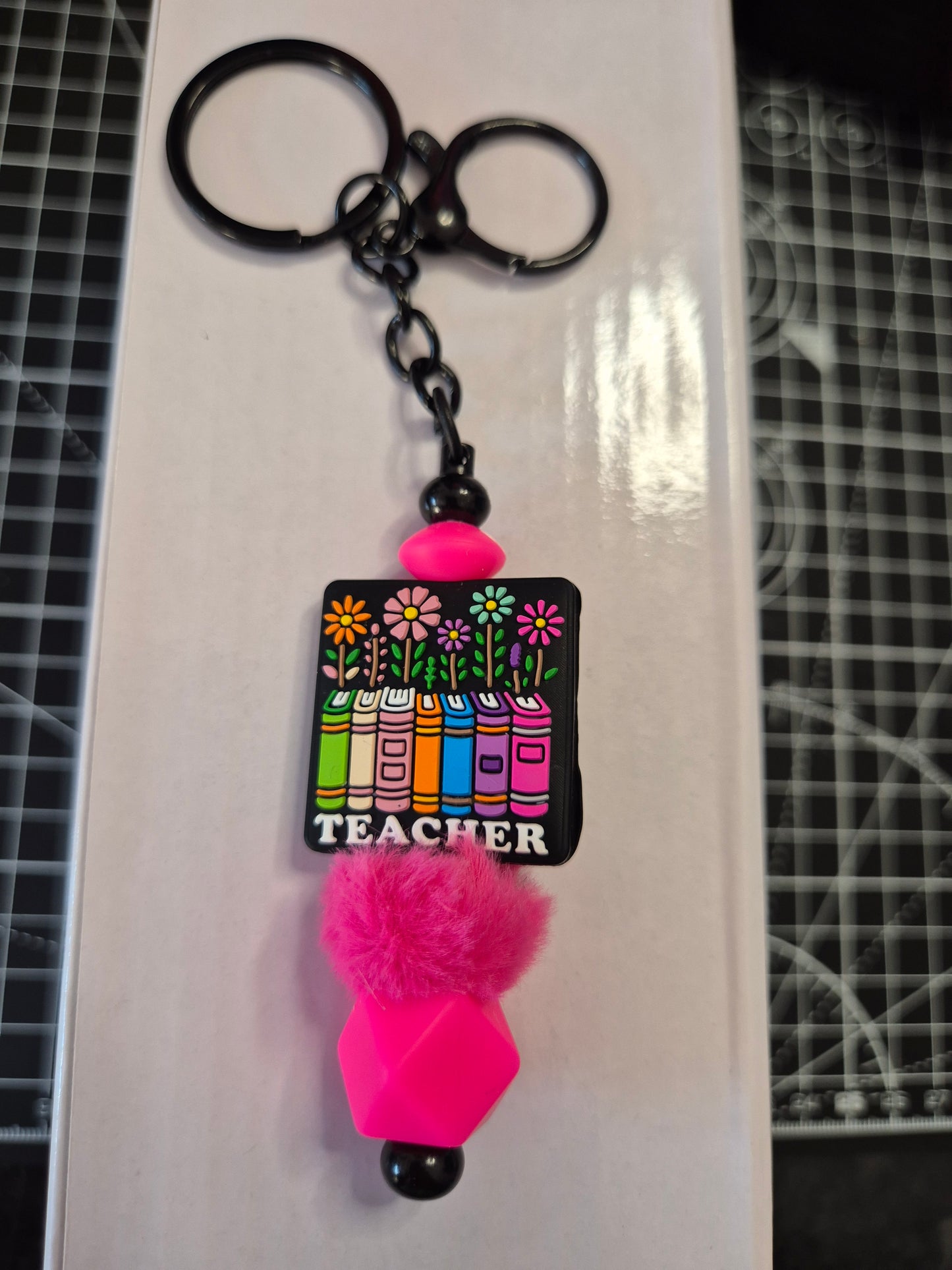 Pink Teacher Keyring