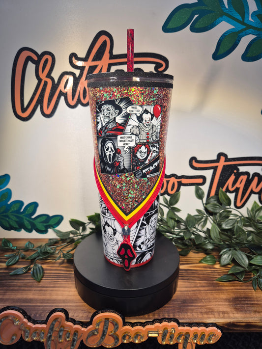 Comic Book Style Horror Zipper Tumbler