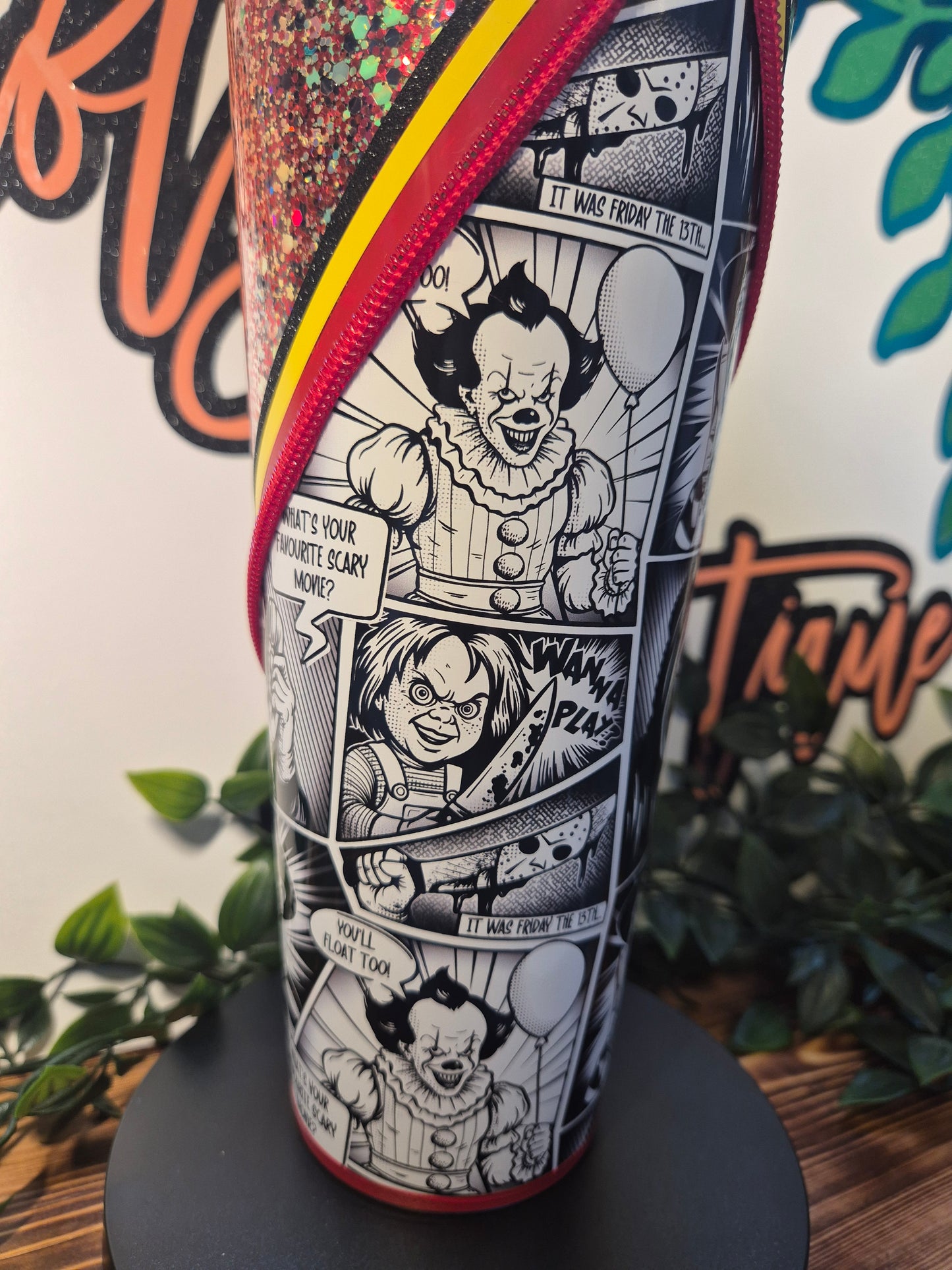 Comic Book Style Horror Zipper Tumbler