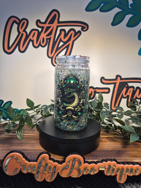 Snake Snowglobe With Matching Straw Topper (Acrylic)