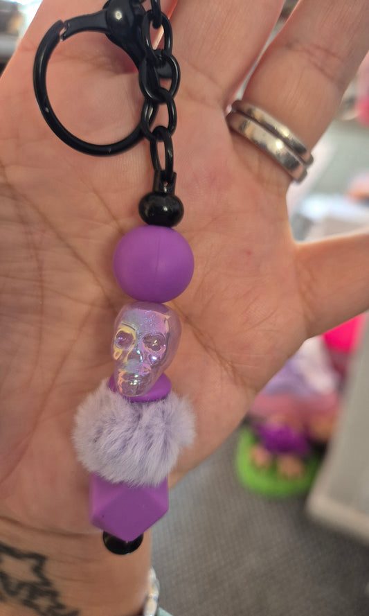 Purple Skull Keyring